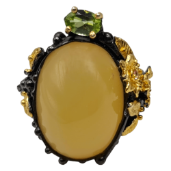 Inel din argint cu opal galben, peridot si rodolit - Madammi.ro
