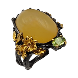 Inel din argint cu opal, peridot si rodolit - Madammi.ro