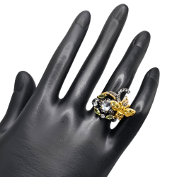 Inel din argint cu topaz, peridot si safir - Madammi.ro