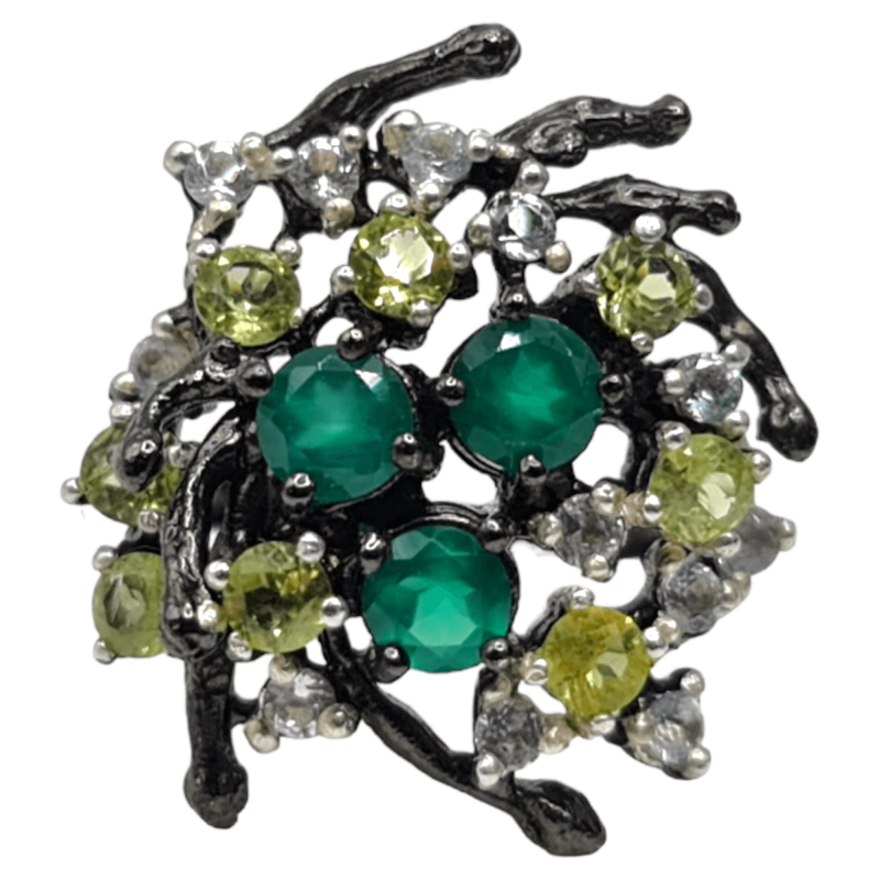 Inel din argint cu onix verde, topaz si peridot - Madammi.ro Inel din argint cu onix verde, topaz si peridot - Madammi.ro