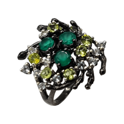 Inel din argint cu onix verde, topaz si peridot - Madammi.ro