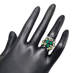 Inel din argint cu onix verde, topaz si peridot - Madammi.ro