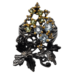 Inel din argint cu topaz albastru si peridot - Madammi.ro