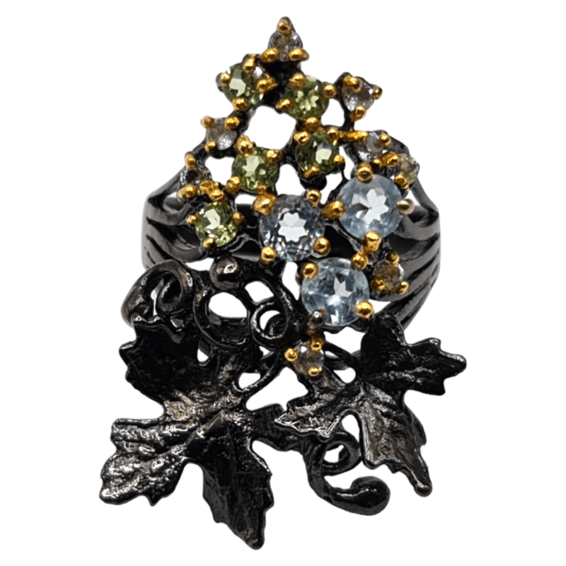 Inel din argint cu topaz albastru si peridot - Madammi.ro Inel din argint cu topaz albastru si peridot - Madammi.ro