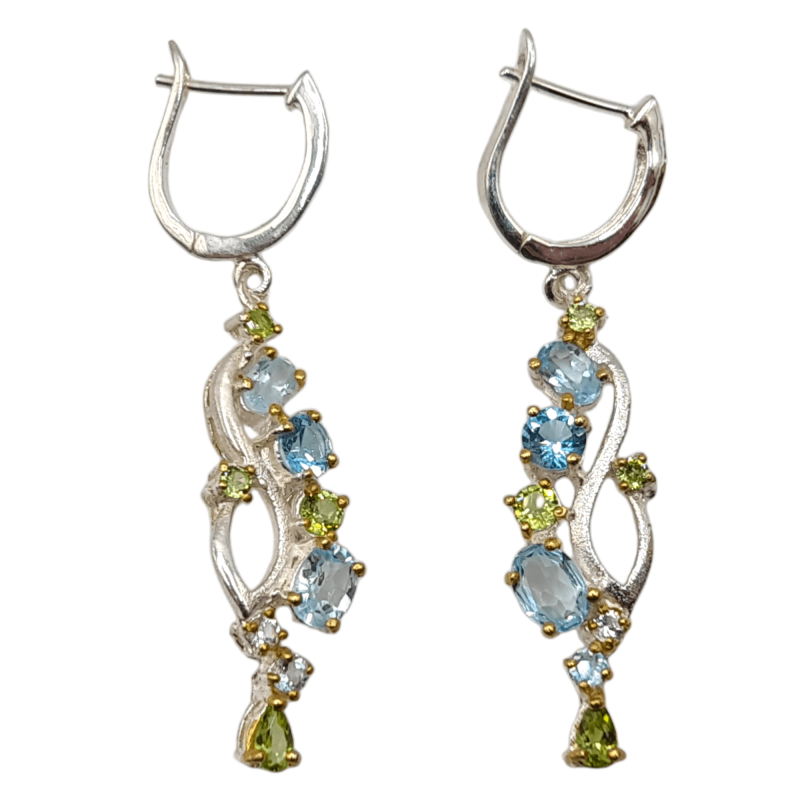 Cercei din argint cu topaz albastru si peridot - Madammi.ro Cercei din argint cu topaz albastru si peridot - Madammi.ro