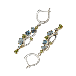 Cercei din argint cu topaz albastru si peridot - Madammi.ro
