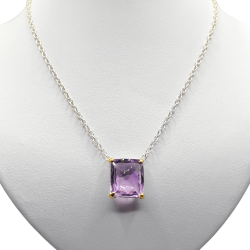 Colier din argint cu pandant cu ametist 24ct - Madammi.ro
