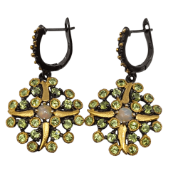 Cercei din argint cu opal si peridot - Madammi.ro