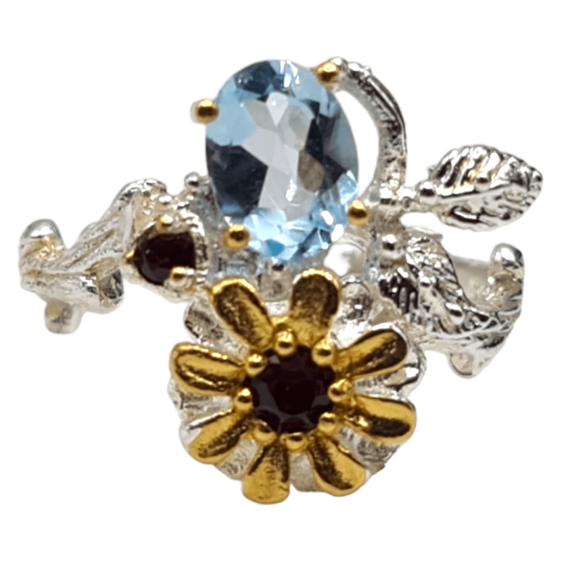 Inel din argint cu topaz albastru si rodolit - Madammi.ro Inel din argint cu topaz albastru si rodolit - Madammi.ro