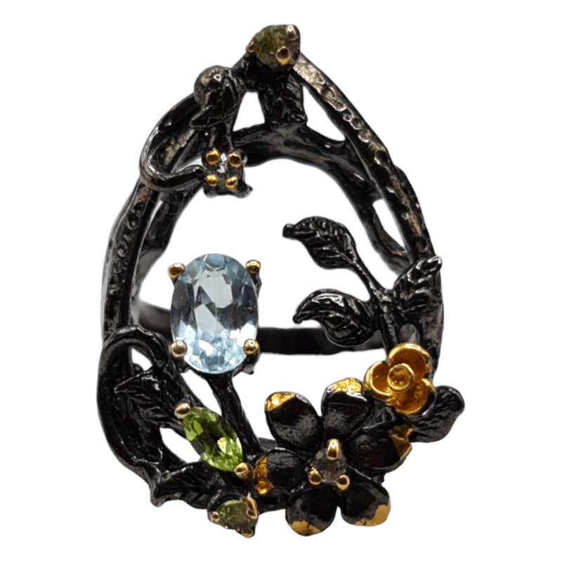 Inel din argint cu topaz albastru si peridot - Madammi.ro Inel din argint cu topaz albastru si peridot - Madammi.ro