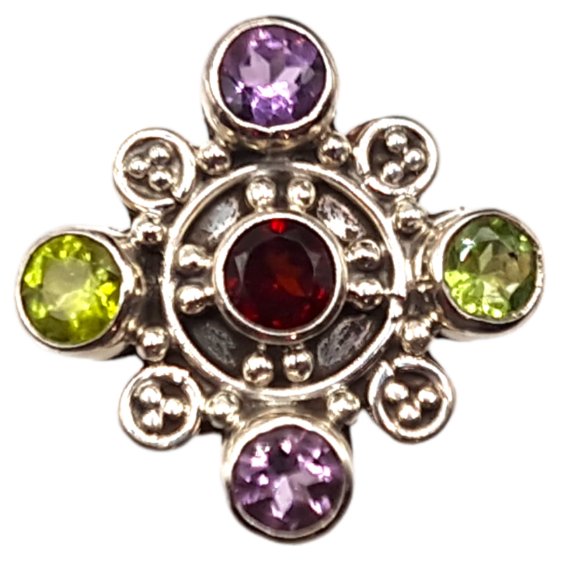 Inel din argint cu ametist, granat si peridot - Madammi.ro Inel din argint cu ametist, granat si peridot - Madammi.ro
