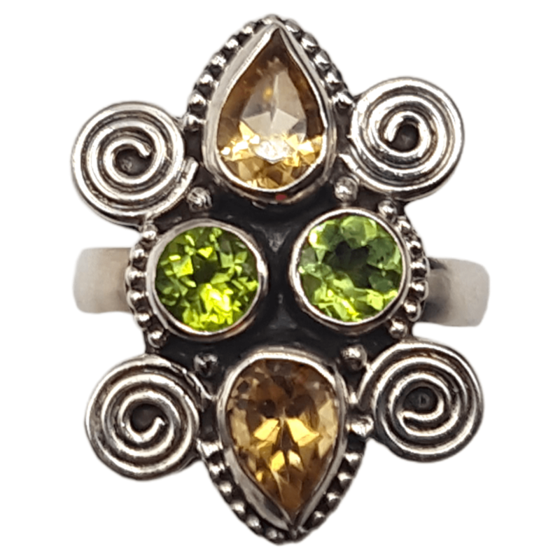 Inel din argint cu citrin si peridot - Madammi.ro Inel din argint cu citrin si peridot - Madammi.ro