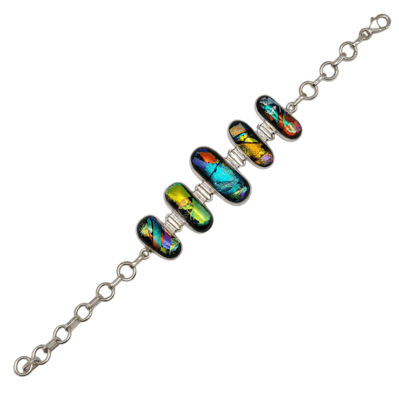 Bratara din argint cu dichroic glass - Madammi.ro Bratara din argint cu dichroic glass - Madammi.ro