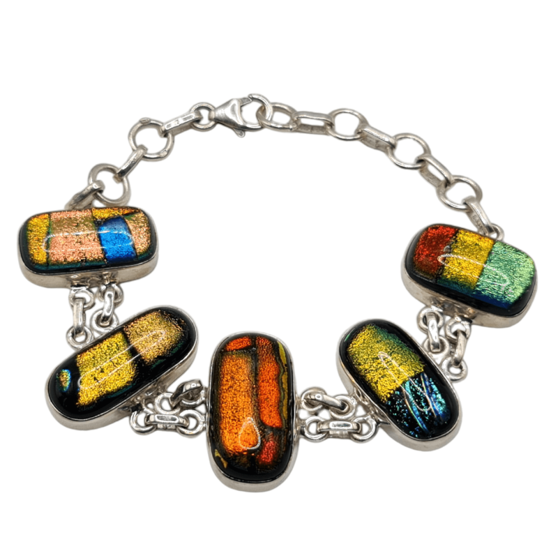 Bratara din argint cu dichroic glass - Madammi.ro Bratara din argint cu dichroic glass - Madammi.ro