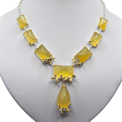 Colier din argint cu opal galben, topaz si cz - Madammi.ro