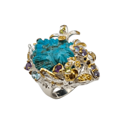 Inel argint cu turcoaz, topaz, ametist, spinel, peridot, tanzanit si cz - Madammi.ro