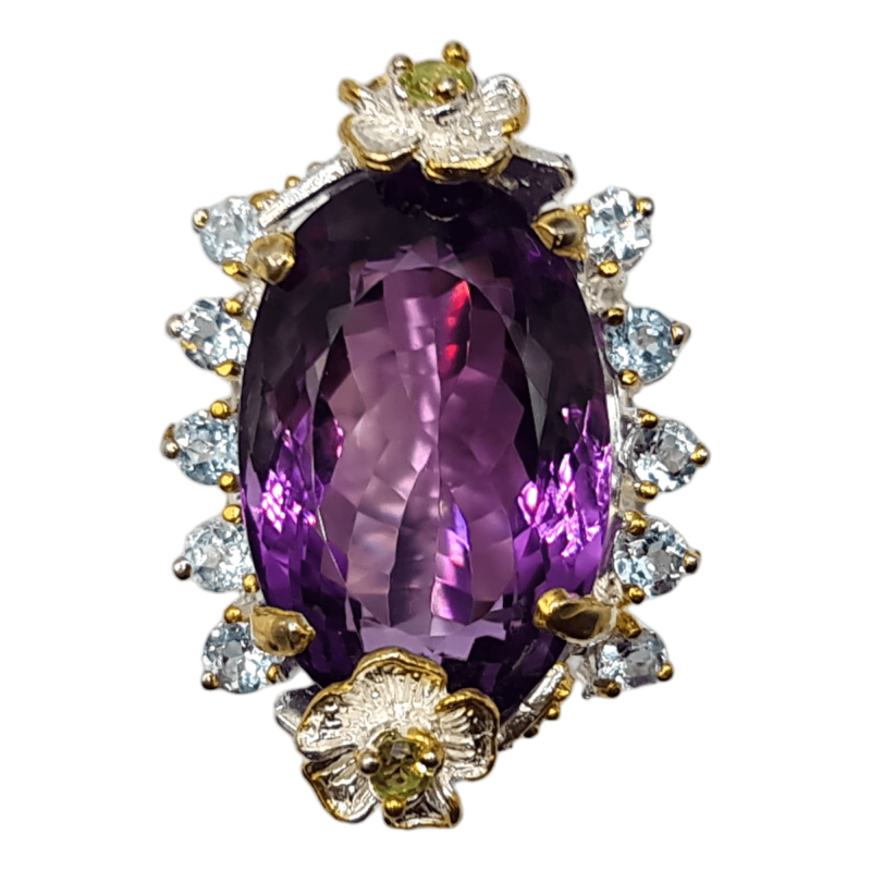 Inel din argint cu ametist 35ct, topaz si peridot - Madammi.ro