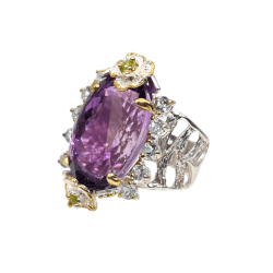 Inel din argint cu ametist 35ct, topaz si peridot - Madammi.ro