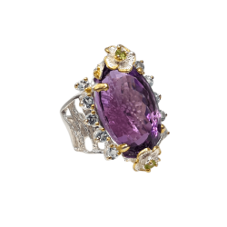 Inel din argint cu ametist 35ct, topaz si peridot - Madammi.ro