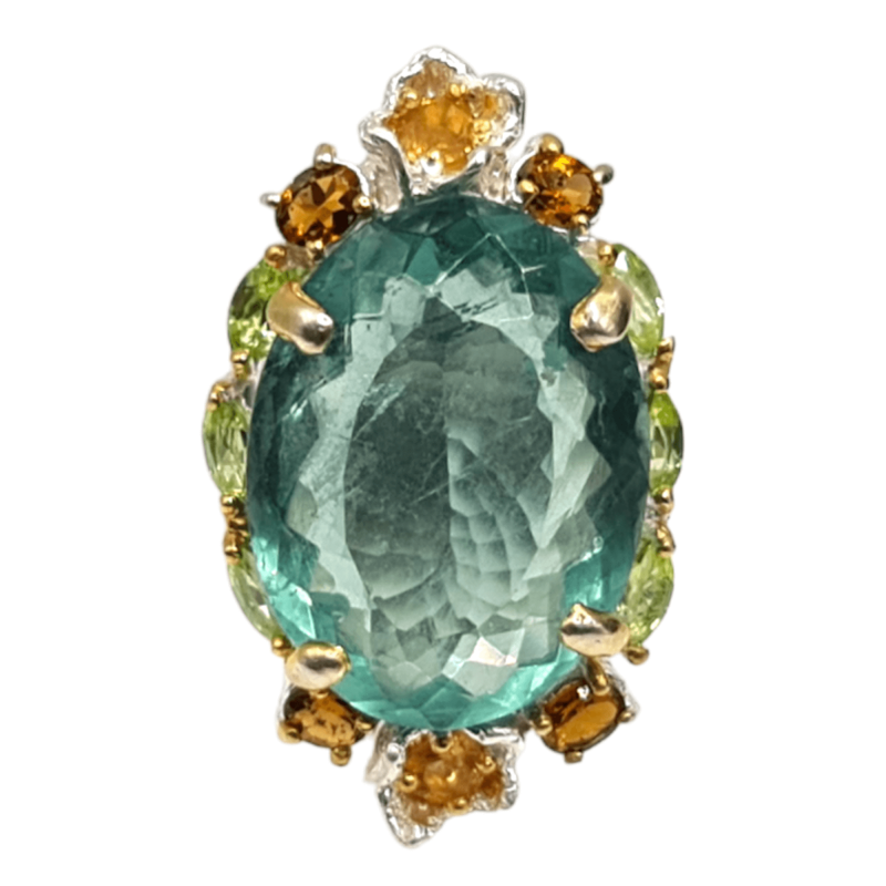 Inel argint cu fluorit, peridot, citrin si turmalina - Madammi.ro Inel argint cu fluorit, peridot, citrin si turmalina - Madammi.ro