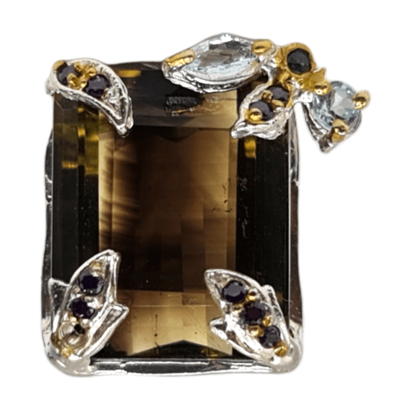 Inel argint cu cuart lemon, topaz, safir si cz - Madammi.ro Inel argint cu cuart lemon, topaz, safir si cz - Madammi.ro
