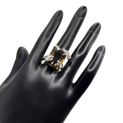 Inel argint cu cuart lemon, topaz, safir si cz - Madammi.ro
