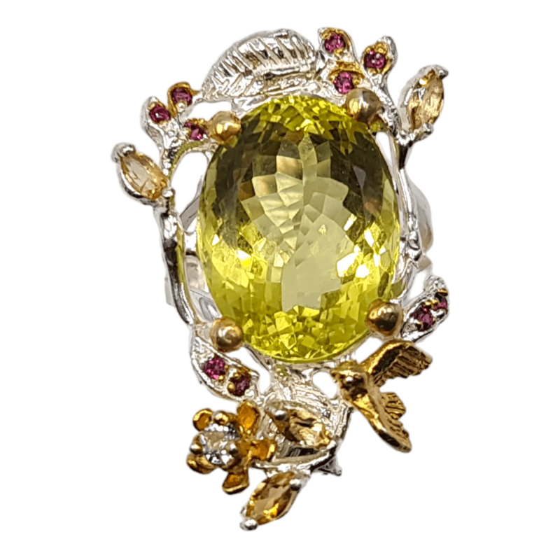 Inel argint cu lemon cuart, topaz si rodolit - Madammi.ro Inel argint cu lemon cuart, topaz si rodolit - Madammi.ro