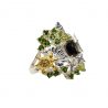 Inel argint cu safir negru, crom diopsid, peridot si cz - Madammi.ro