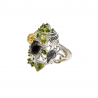 Inel argint cu safir negru, crom diopsid, peridot si cz - Madammi.ro
