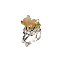 Inel din argint cu opal, peridot, topaz si cz