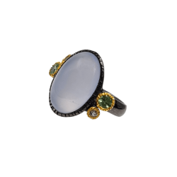 Inel argint cu calcedonie, topaz si peridot - Madammi.ro