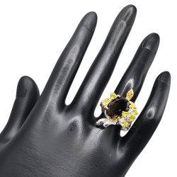 Inel argint cu cuart lemon si peridot - Madammi.ro