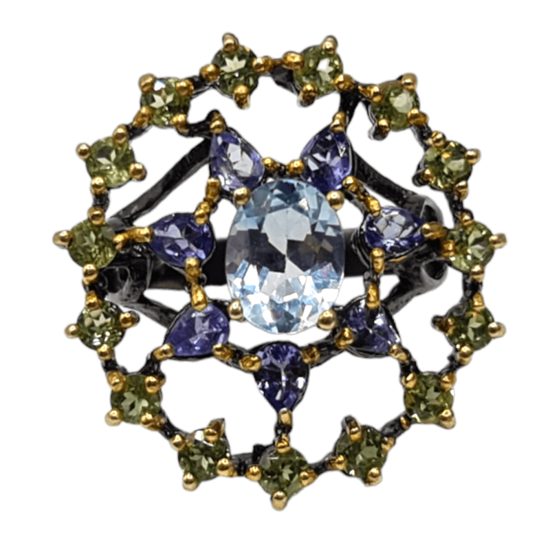 Inel argint cu topaz, peridot si tanzanit - Madammi.ro Inel argint cu topaz, peridot si tanzanit - Madammi.ro