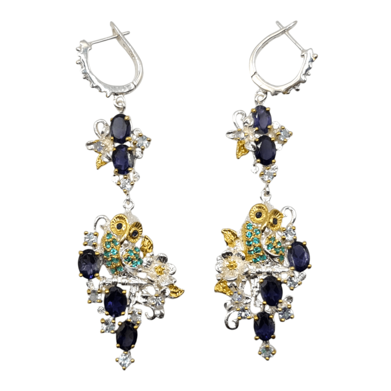 Cercei din argint cu iolit, safir, topaz, onix si cz - Madammi.ro Cercei din argint cu iolit, safir, topaz, onix si cz - Madammi.ro