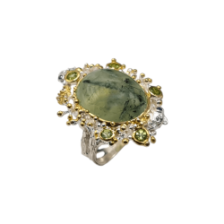 Inel argint cu prehnit, safir, peridot si cz - Madammi.ro