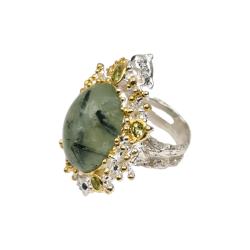 Inel argint cu prehnit, safir, peridot si cz - Madammi.ro