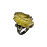 Inel argint cu cuart lemon gravat  si topaz - Madammi.ro
