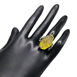 Inel argint cu cuart lemon gravat  si topaz - Madammi.ro