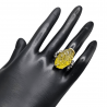Inel argint cu cuart lemon gravat  si topaz - Madammi.ro