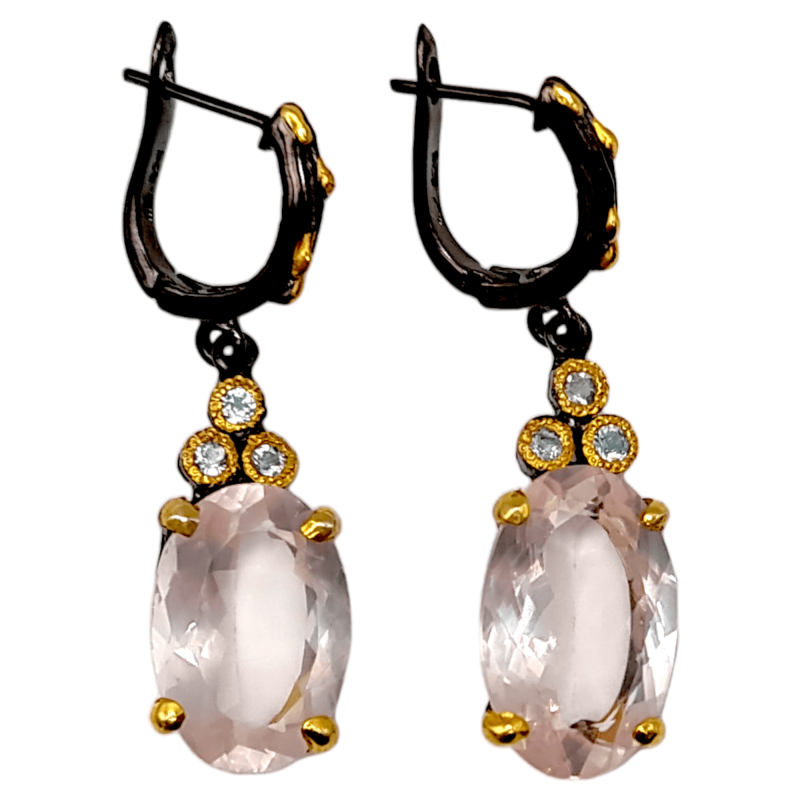 Cercei argint cu cuart roz si topaz - Madammi.ro Cercei argint cu cuart roz si topaz - Madammi.ro