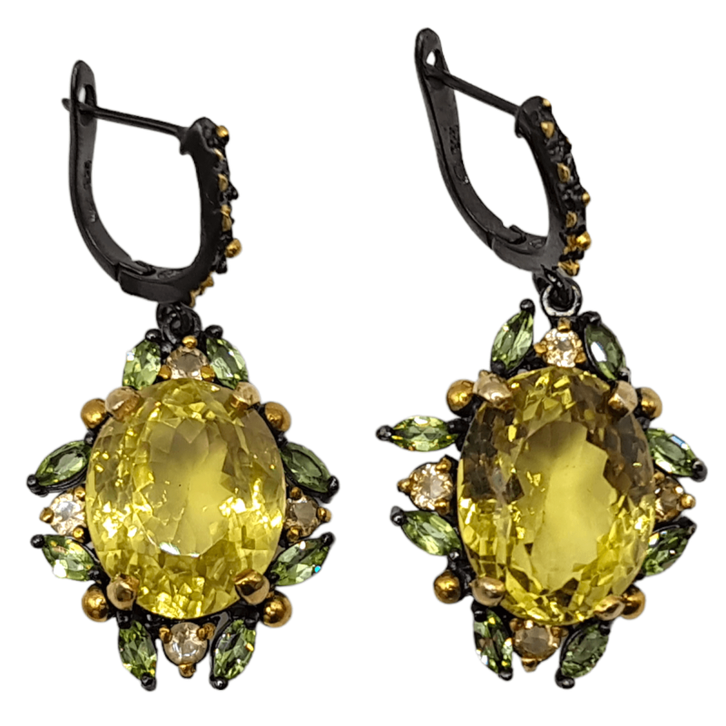 Cercei argint cu cuart lemon, citrin si peridot - Madammi.ro Cercei argint cu cuart lemon, citrin si peridot - Madammi.ro