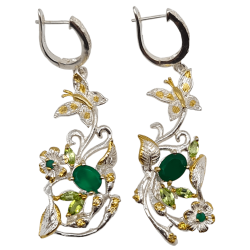 Cercei argint cu onix verde, peridot si cz - Madammi.ro