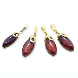 Pandantiv din argint cu montura de chihlimbar small Cherry