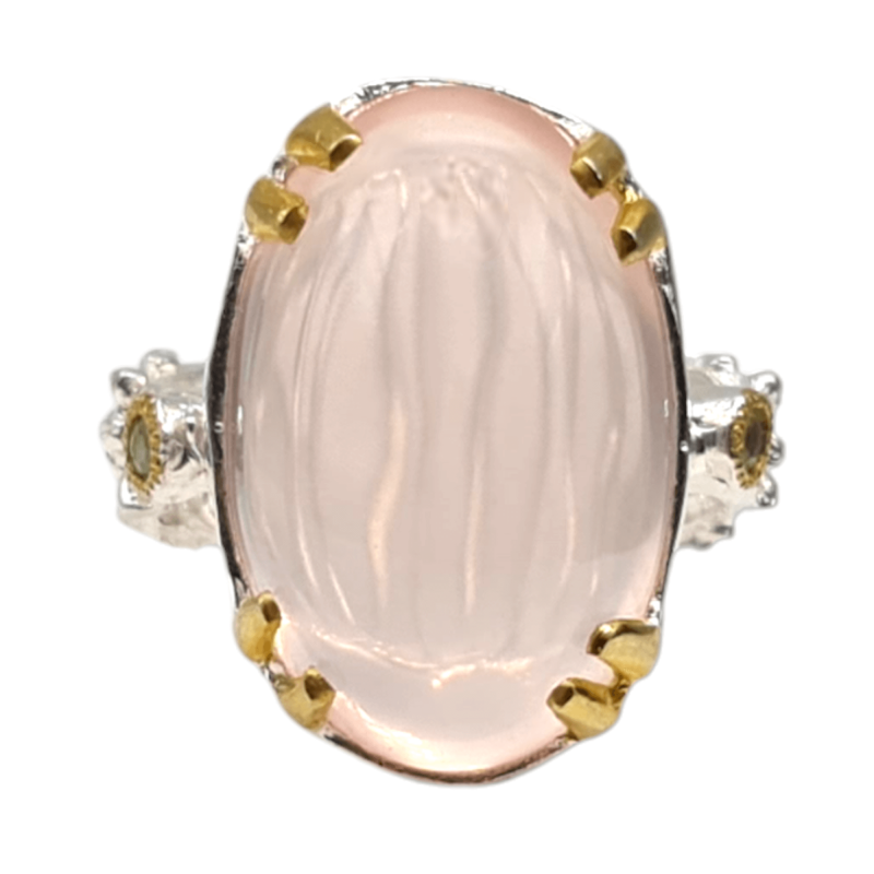 Inel argint cu cuart roz si topaz - Madammi.ro Inel argint cu cuart roz si topaz - Madammi.ro