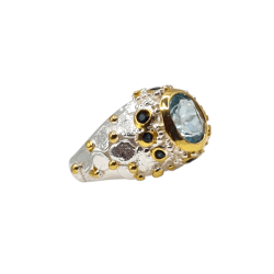 Inel argint cu topaz albastru si safir - Madammi.ro