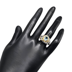 Inel argint cu topaz albastru si safir - Madammi.ro