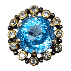 Inel argint cu topaz albastru si topaz alb - Madammi.ro