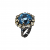 Inel argint cu topaz albastru si topaz alb - Madammi.ro