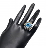 Inel argint cu topaz albastru si topaz alb - Madammi.ro