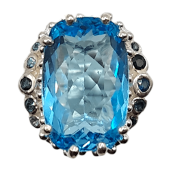 Inel din argint cu blue topaz si safir